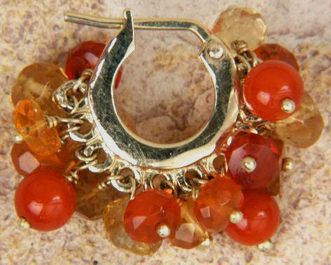 Spice Double Fringe Baby Hoop(14k) (citrine/coral/fire opal)