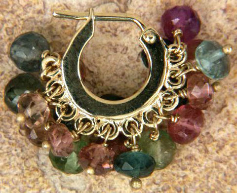 Tourmaline Double Fringe Baby Hoop(14k)