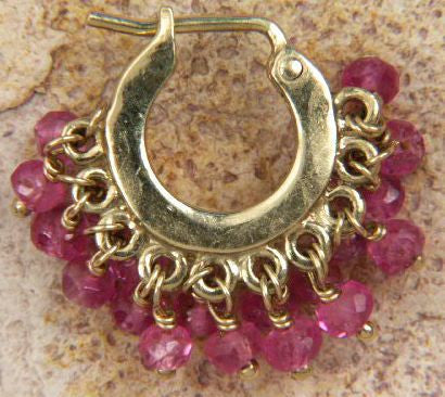 Burmese Ruby Double Fringe Baby Hoop(18k)