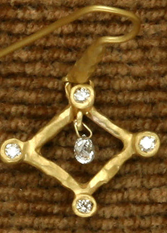 Diamond Rhombus Teardrop Hammerwire Earring(.45ctw)(18k)