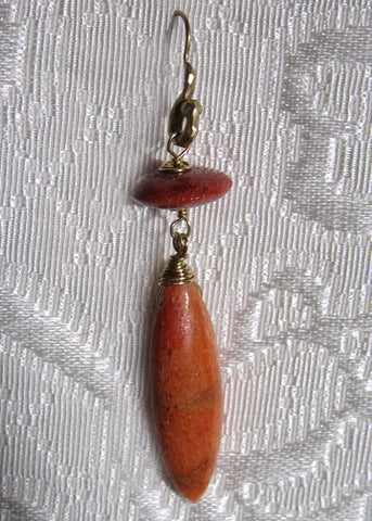 Coral Disc & Marquis Hammerwire Loop(14k)