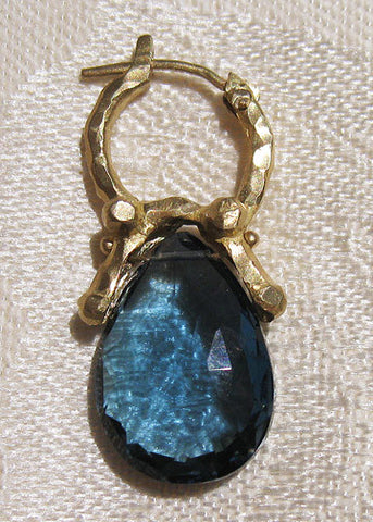 London Blue Topaz Teardrop Purse Hoop(18k)