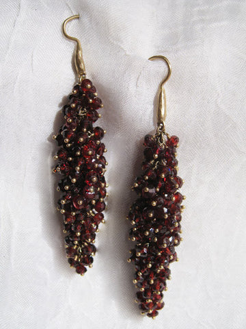 Garnet Beehive Hammerwire Earring(14k)