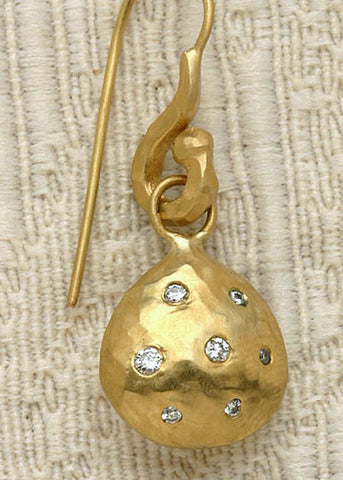 Diamond GoldPear Earring/ Hammerwire(.22cttw)