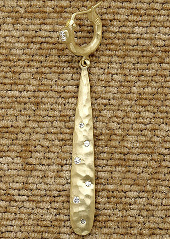 Diamond Hoop Long Diamond TearDrop Earring(.38 ctw)
