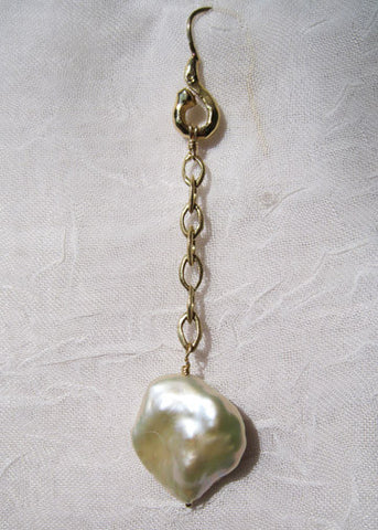 Baroque CoinPearl CountessChain HammerWireLoop Earring(18k)