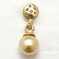 Cognac Diamond Disc Golden South Sea Pearl Earring(.57cttw)(18k)