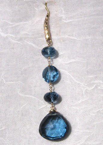 London Blue Topaz RainChain TearDrop Hammerwire(14k)