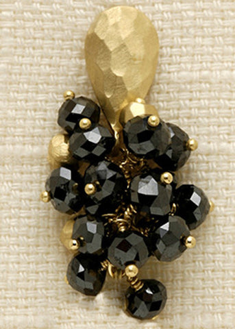 GoldPear BlackDiamond GoldBall Grapevine Earring(3.5ctw)(18k)