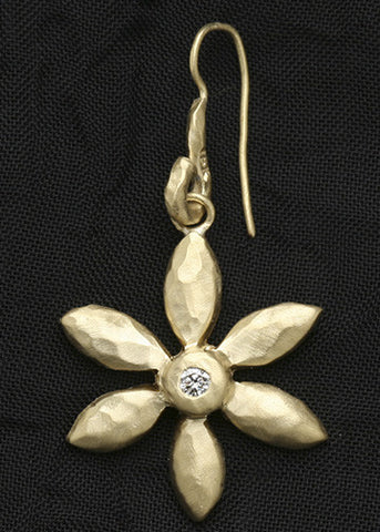 Rhombus Gyre BullionFlower Earring(.20ctw)(18k)