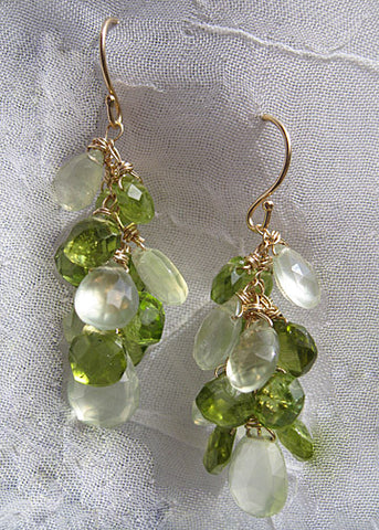 Amazonia Rainshower Earring(peridot/phrenite)(14k)