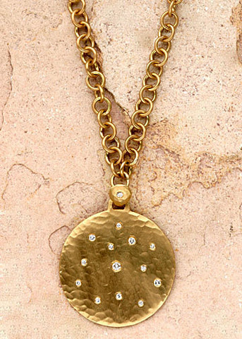 Larger Diamond Disc Anchorchain Necklace(.24ctw)(18k)