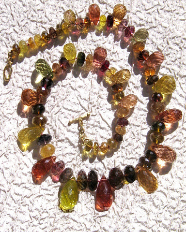 Tourmaline Citrus Big TearDrop Necklace(18k)