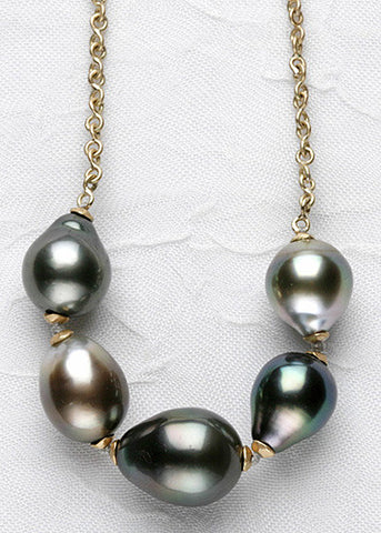 Tahitian Pearl 5 Atoll InfinityChain Necklace(18k)