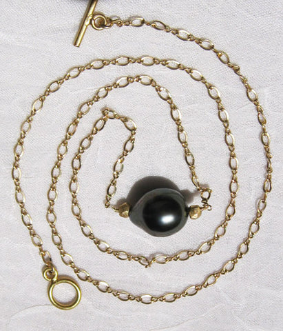 Tahitian Pearl(10x12mm) 18" InfinityCableChain(18k)