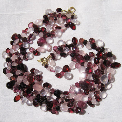 Peony 3 Strand Serenade (garnet/pink tourmaline/rose quartz)