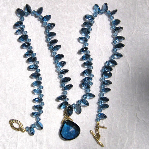 Rare London Blue TopazJubilee 16" Rainshower Necklace(18k) (OneofaKind)