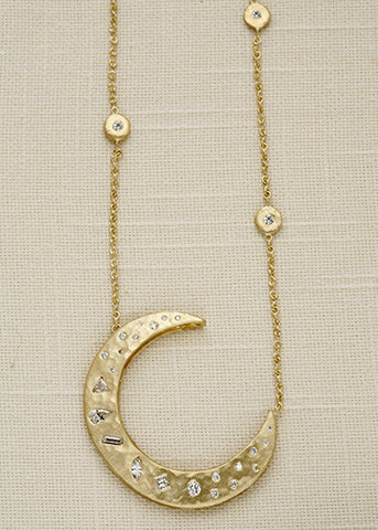 MosaicDiamond Celestial CrescentMoon Infinity Necklace(18k)