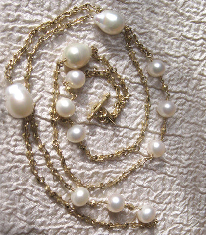 Rapt Geisha Pearl & Baroque Pearl 32" UnicornChain Opera Necklace(18k)