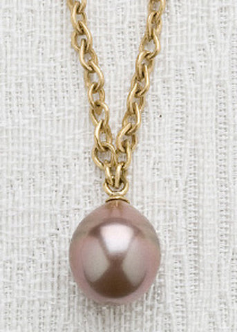 Rare Mocha TahitianPearl AnjouChain(18k)