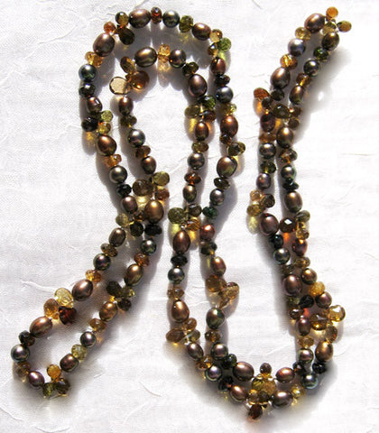 Mocha Tourmaline TearDrop Pearl 26" Meander