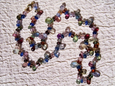 Sapphire Rainbow Profusion 16" Necklace(14k)