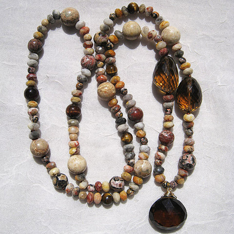 Mojave Jasper Champagne Quartz 24" SanDune Necklace(14k)
