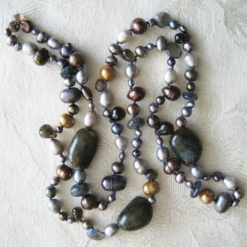 Francisco 28" Blue Archipelago (blue labradorite/opal/pearl/smokey topaz)