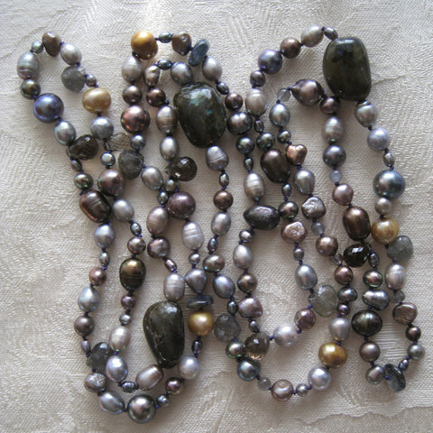 Isabelle 44" Francisco Gambol (andulusite/blue labradorite/pearl/smokey topaz)