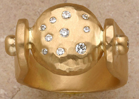 Gold Riverstone Diamond Constellation HammeRing(.24cttw)