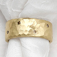 Cognac Diamond Wide HammeRing(.28cttw)